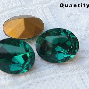 Swarovski 10x8 Emerald Green Oval Rhinestone Glass Quantity 4