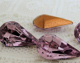 13x7.8 Pear Swarovski Rhinestone Light Amethyst TTC Qty 4