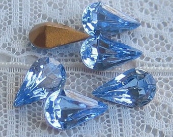 10x6 Light Sapphire Glass Swarovski Pear Rhinestone Qty 12 TTC