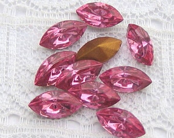 8x4 mm Rose Pink Swarovski Rhinestone Navette Qty 10