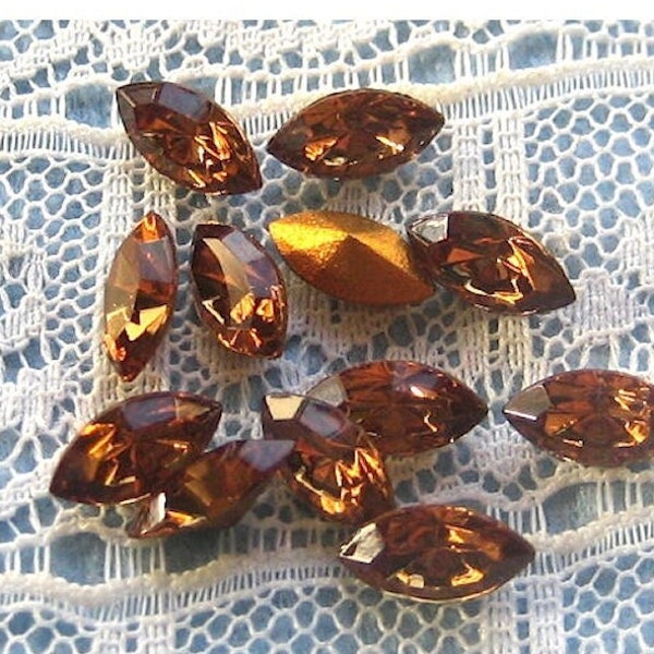 8x4 Swarovski Light Smoke Topaz Marquise Navette Rhinestones Qty 10