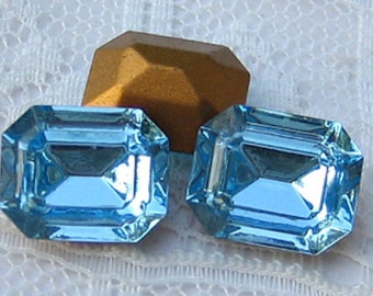 10x8 Swarovski Aqua Blue Octagon Crystal Rhinestones Quantity 4
