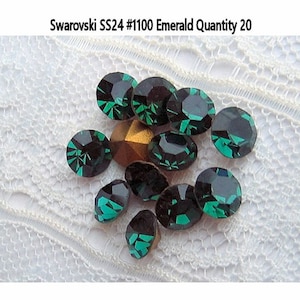 SS24 Swarovski Emerald Green Round Loose Rhinestones 1100 Quantity 20 image 1
