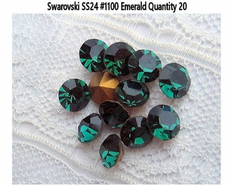 SS24 Swarovski Emerald Green Round Loose Rhinestones  #1100 Quantity 20