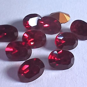 8x6 Oval Machine Cut Siam Ruby Preciosa Rhinestones Qty 10