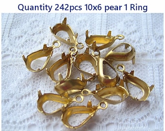 Quantity 244 pcs of 10x6 mm Brass Pear Prong 1 Settings