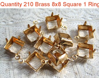 Qty 210 8x8 Square Open Back Brass Prong Settings 1 Ring