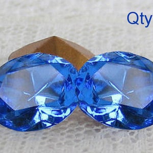 10x8 Oval Swarovski Rhinestone Sapphire Blue Glass Quantity 4