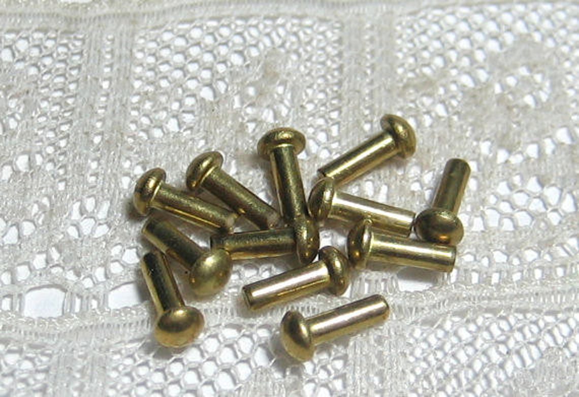 Tiny Solid Brass Rivets for 1/16 hole x 3/16 length Quantity Etsy