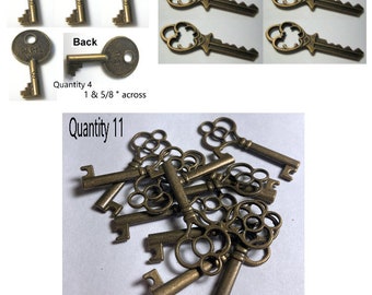 19 Antique Bronze Key Charms Findings