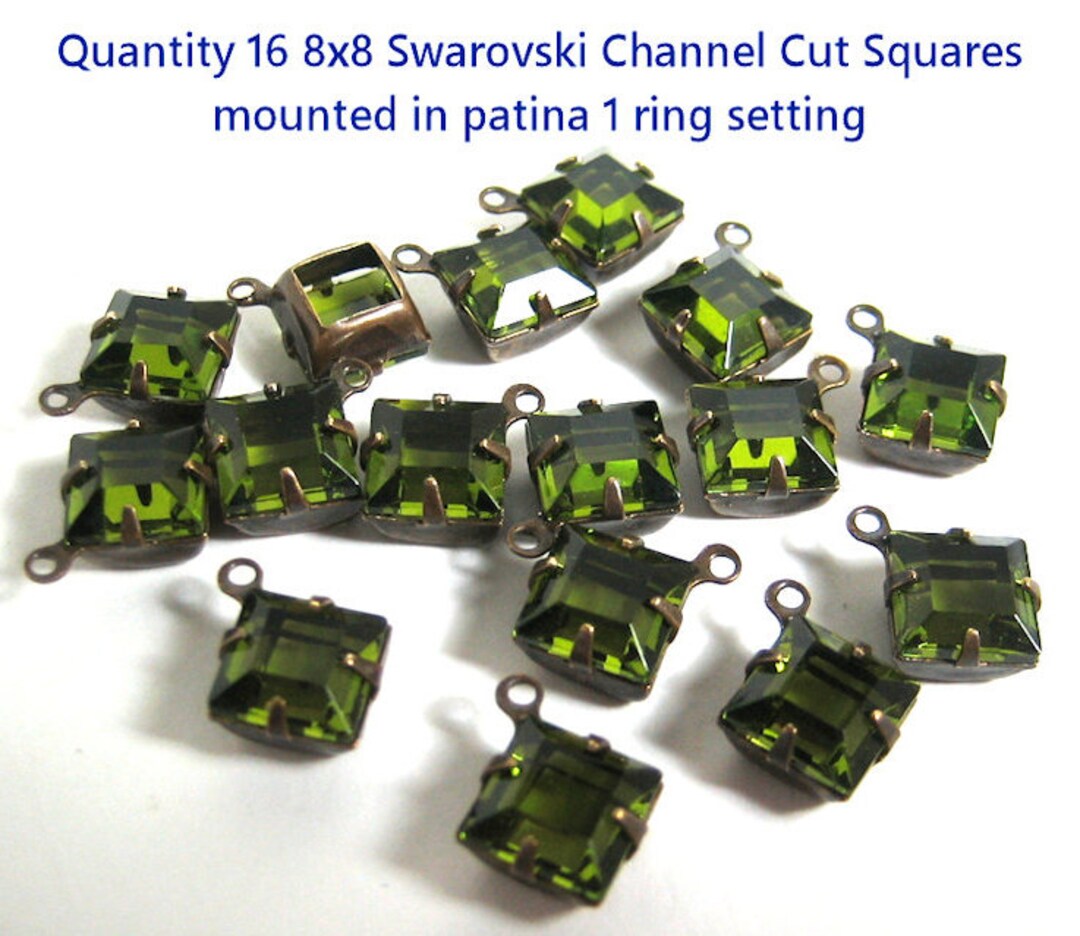 16 Vintage Swarovski 8mm Channel Cut Olivine Square - Etsy