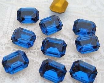 Swarovski 8x6 mm Capri Blue Octagon Cushion Back Rhinstones Qty 10