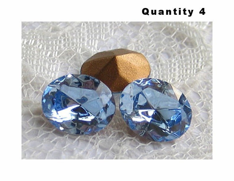 10x8 Swarovski Light Sapphire Blue Crystal Oval Rhinestones Quantity 4 image 1