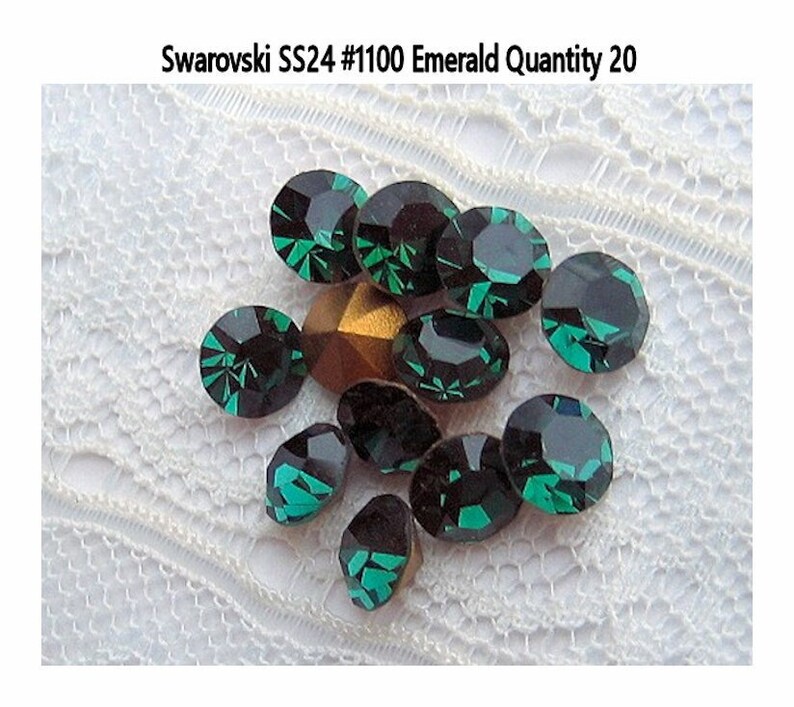 SS24 Swarovski Emerald Green Round Loose Rhinestones 1100 Quantity 20 image 1