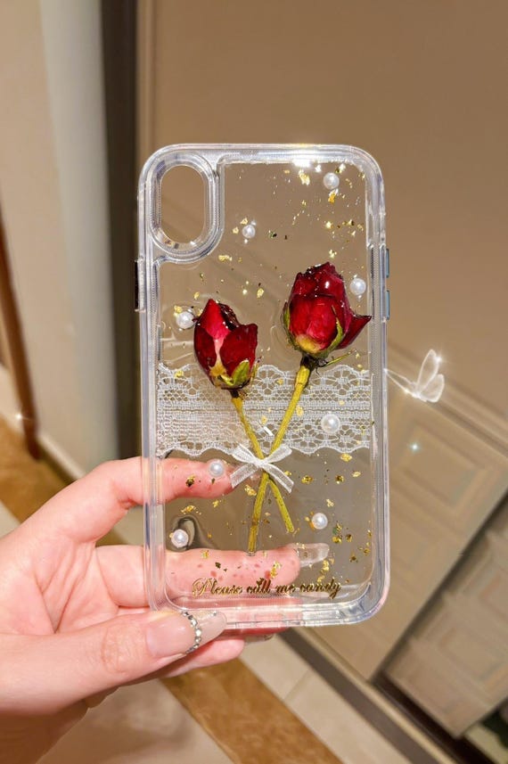 Dried Rose Phone Case Handmade Clear Cover | Real Red Flowers Pearl Gold  Flake Resin | Romantic Botanical Gift for Her | iPhone Samsung Case - Etsy  New Zealand