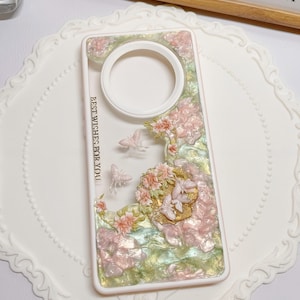 Handmade 3D Floral Butterfly Phone Case – Cream Glue Art with Pearlescent Flowers, Girl Aesthetic, Gift for Her - iPhone Samsung Google. image 4