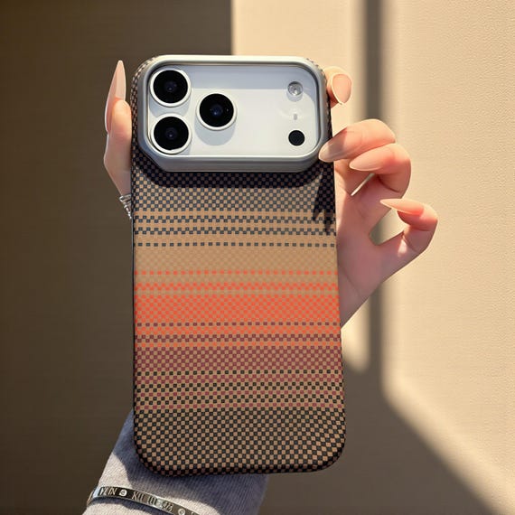 Woven Texture iPhone Case, Brushed Metal Aesthetic, Slim PC Hard Cover | For iPhone 17 16 15 14 13 12 11 Pro Max Plus Mini, SE