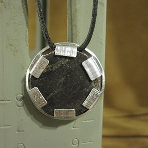 Neo nightclub dance floor tile urban artifact necklace - contains actual piece of Neo's dance floor on black cotton cord