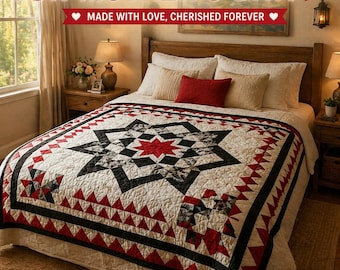 Modello per trapunta Starbound in PDF / Patchwork geometrico moderno, dimensioni 84"×84" (Download immediato)