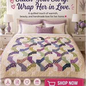 Starlight Spin Quilt Pattern PDF | Easy Geometric Patchwork Size: 60"x72"