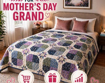 Prism Garden Quilt Pattern PDF | Size:92"x107"  | Instant Download | Modern Patchwork Quilt