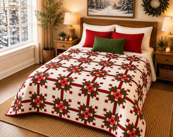 Moonlight Garden Quilt Pattern PDF, Easy Geometric Patchwork 90"x108"
