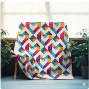 Geometric Sunburst Path Quilt Pattern | Beginner Friendly (PDF Pattern)Size: 51"x 66"
