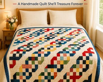 Patrón de edredón Rosas de otoño en PDF, Patchwork geométrico fácil (112" x 112")