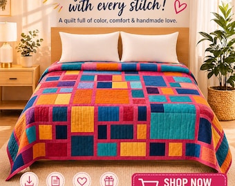 Patrón de colcha de cuadrícula urbana en PDF / Patchwork geométrico fácil (68,5" x 82,5")