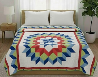 Prisme Géométrique Quilt Pattern PDF, Size 114"x114",  95"x95", 76"x76" .