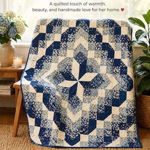 Aurora-sterquiltpatroon PDF 108" x 108" | Moderne patchwork-quilt | Direct downloaden | Geschikt voor beginners