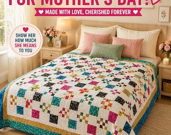 Golden Pathways Quilt Pattern, Easy Geometric Design (PDF Download)Size: 50"x64",