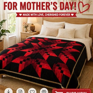 Crystal Star Quilt Pattern | Modern Patchwork (64"x64") (PDF Download)