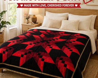 Crystal Star Quilt Pattern | Modern Patchwork (64"x64") (PDF Download)