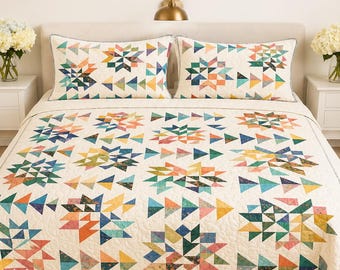 Harvest Glow Quilt Pattern | Modern Geometric Patchwork (PDF Pattern)  Size: 74" x86"