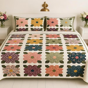 Morning Light Floral, Clean Modern Quilt Pattern - Easy Geometric Patchwork, Beginner Friendly | PDF, 58"x72