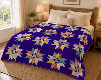 Autumn Tree Quilt, Beginner Pattern PDF | Fat-Quarter Friendly, Scrappy Fall Aesthetic - 68x68 Throw