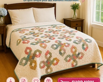 Modello per trapunta Golden Squares, patchwork moderno adatto ai principianti (download PDF), dimensioni: 68" x 90"