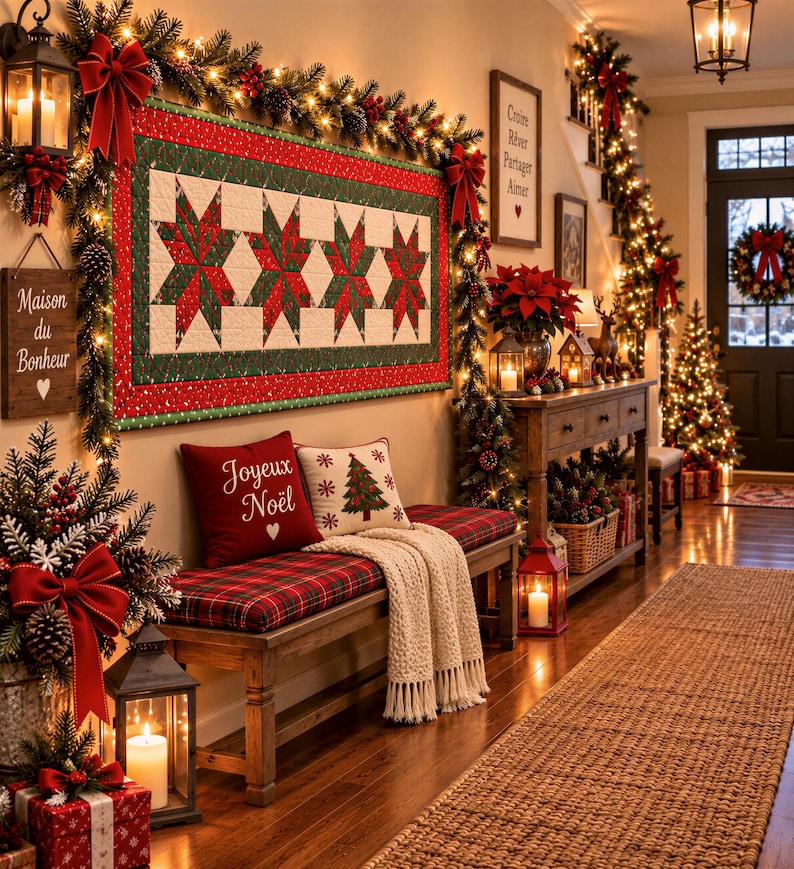 Christmas Table Runner Pattern PDF - Quilted Star Runner 20x68, Instant ...