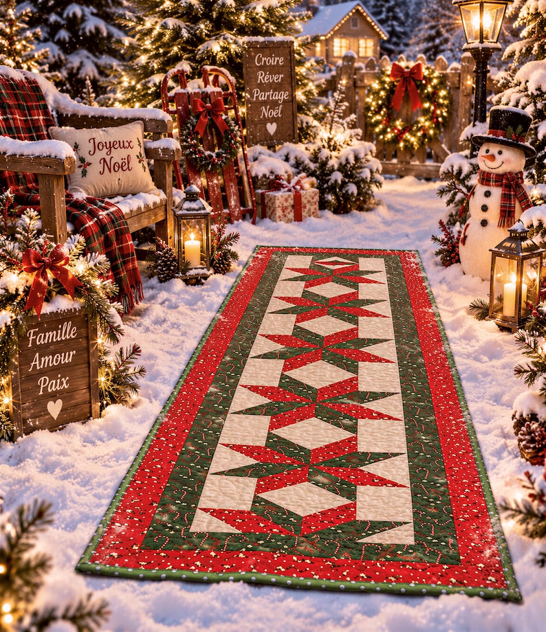 Christmas Table Runner Pattern PDF - Quilted Star Runner 20x68, Instant ...