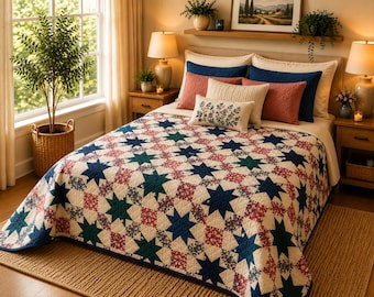 Arctic Stars Quilt Pattern PDF | 62x74 Star Quilt | Instant Download | Beginner Friendly