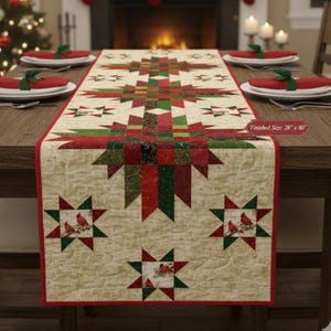 Patrón de colcha Cardinal Cheer / Patchwork geométrico fácil (patrón PDF) Tamaño: 71 x 203 cm