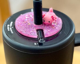 Axolotl Brümate Era Topper | Pink Glitter Resin Lid Cover | Cute Kawaii Tumbler Accessory | Fits Brümate Era 30oz & 40oz