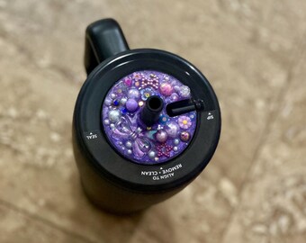 Purple Coquette Bow Brumate Era Topper | Handmade Rhinestone & Pearl Tumbler Lid Cover | Glam Glitter Cup Accessory | NaNeys