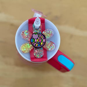 Teacher Era Glitter Flower Lid Topper – Fits Stanley Quencher 2.0 30oz with Straw – Bright Classroom Vibes