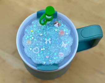 Puppy cat Dreams & Glittery Things | Custom 40oz Stanley Lid by Neyla