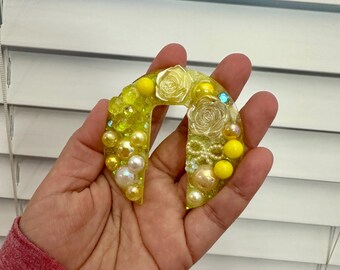 Golden Bloom Resin Tumbler Topper | Fits Stanley IceFlow 2.0 30oz | Floral Yellow Pearl Design | Golden Bloom Collection