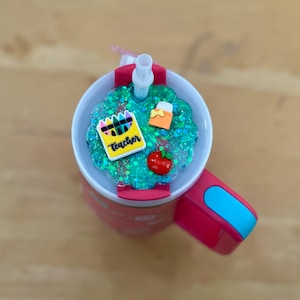 Teacher Essentials Glitter Lid Topper – Stanley 30oz Straw Cup