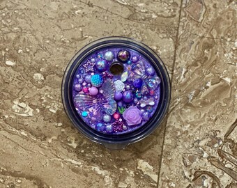 Purple Butterfly YETI Topper | Fits 26oz 30oz 35oz 42oz Yeti w/ Straw | Glam Fairycore Cup Charm | Pearl & Gem Lid Decor