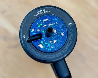 Blue Gold Glitter Tumbler Lid Topper, Resin Cup Accessory, Sparkly Blue Lid Charm, Made to Fit BrüMate Era